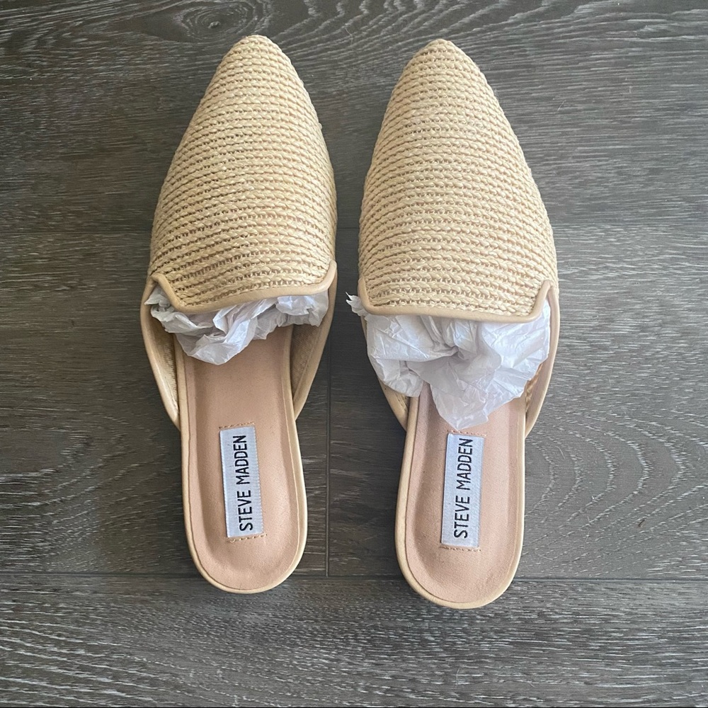 Steve Madden Beige Raffia Mattis Mule